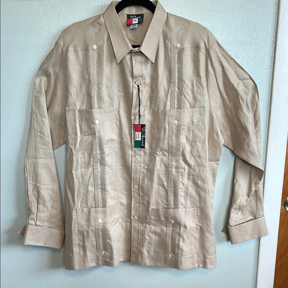 Classic Long Sleeve Guayabera - Light Khaki